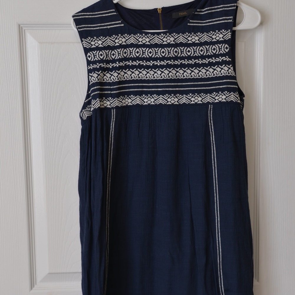 Navy Blue & White Tribal Pattern THML Dress